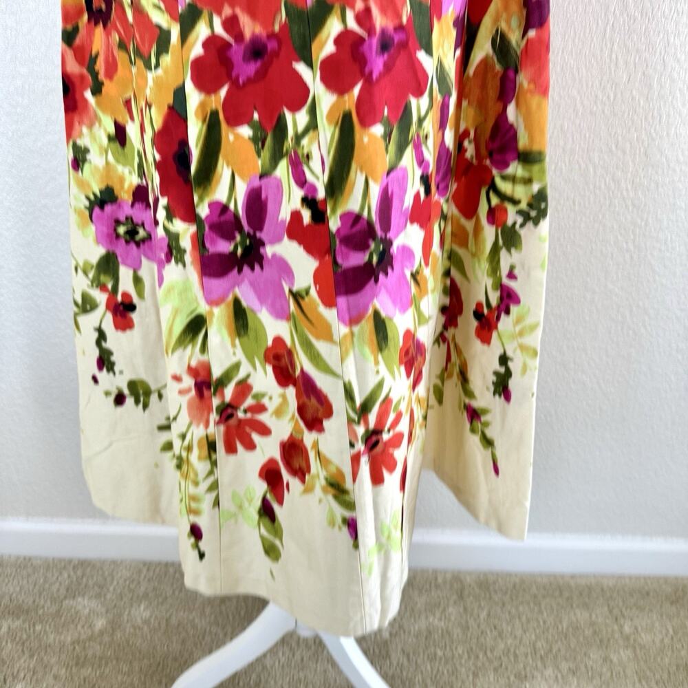 ELIZA J Sz 14 W Womens A-line Floral Pink Orange Sleeveless Summer Spring Dress - Picture 3 of 14